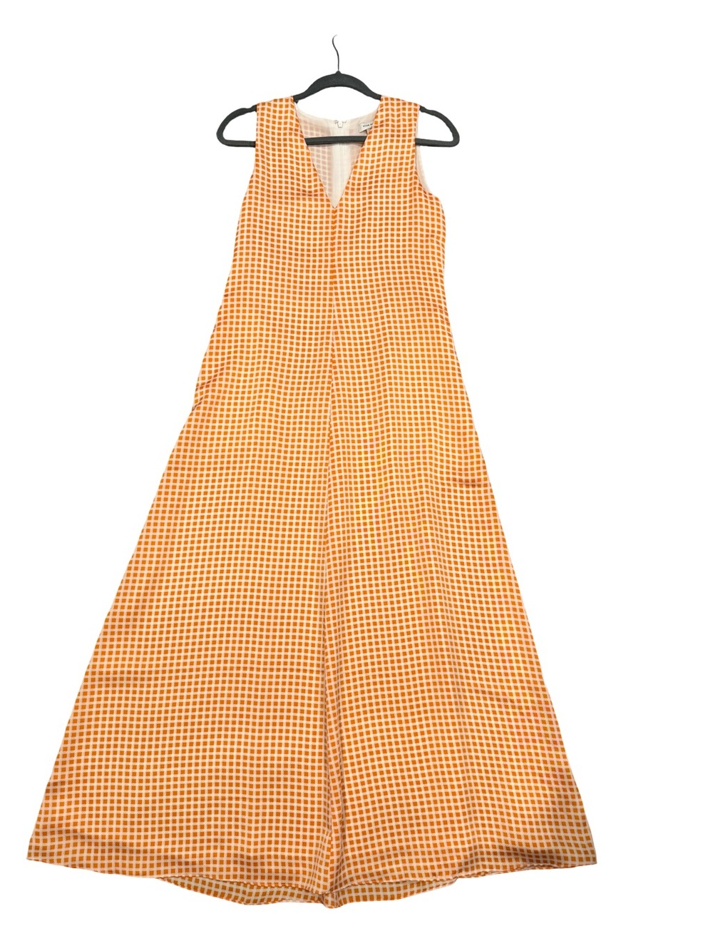 Club Monaco Orange Gingham Sleeveless V-Neck Maxi Dress